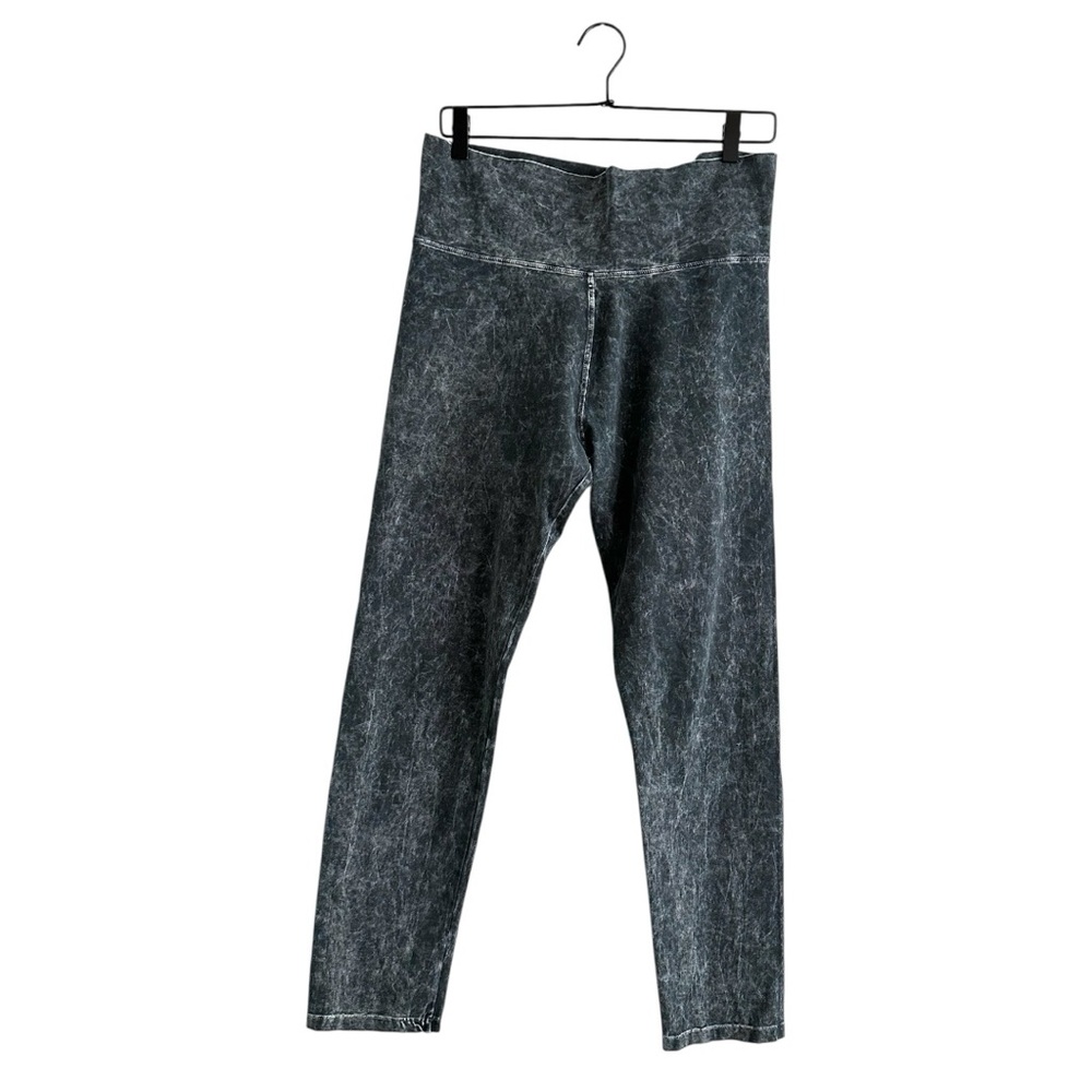 T-Party Black Grey Acid Wash High Rise Leggings Size Large Athleisure Comfy